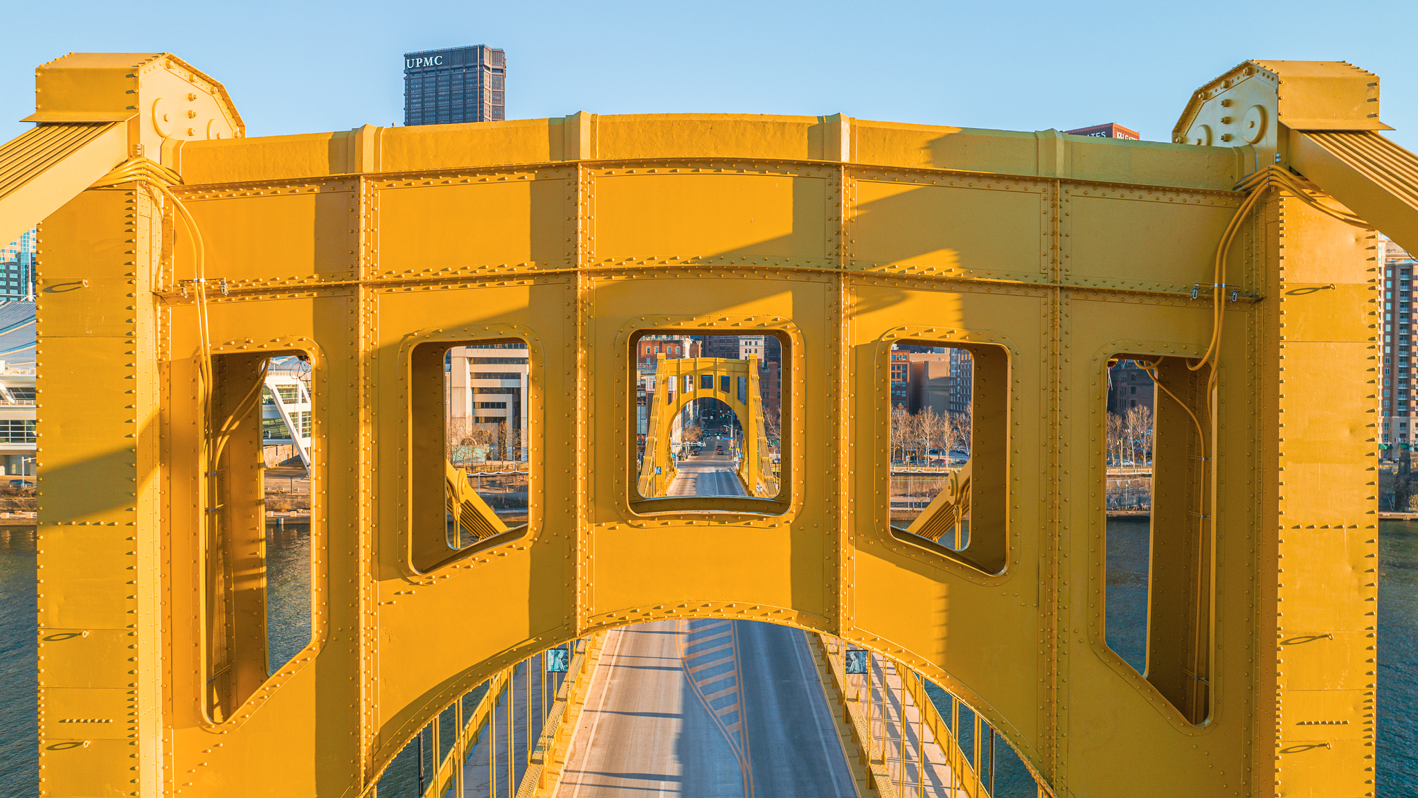 Pittsburgh bridge aerial view